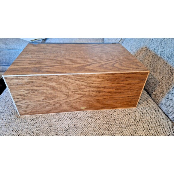 Vintage VHS Tape Faux Wood Two Drawer Storage Cabinet Case Organizer 16 VHS - Picture 4 of 5
